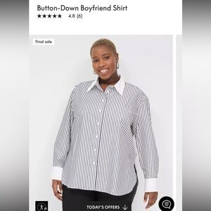 NWT Lane Bryant Black and White Striped Button-Down Shirt
